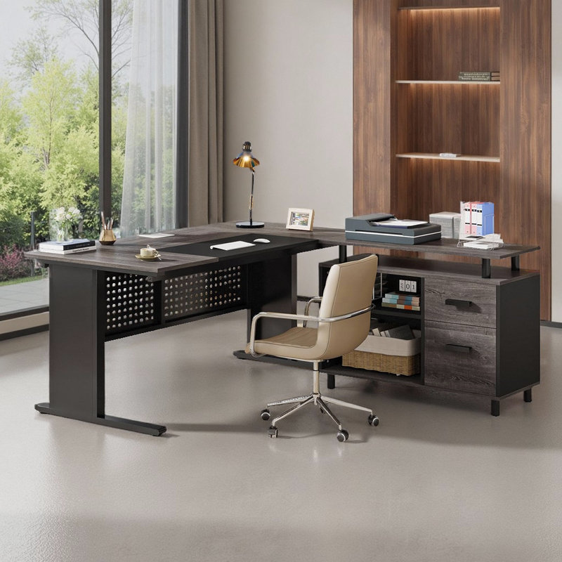 Bureau d'écriture en L 63 po, Gris