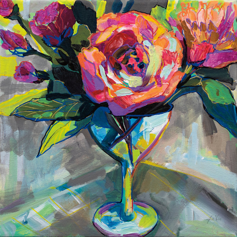«Summer Cocktail» par Jeanette Vertentes - peinture sur toile tendue, H 30 po x l 30 po x P 1,25 po