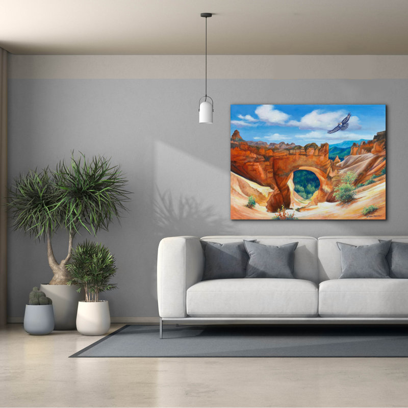«Hawk Over Bryce Canyon» par John Zaccheo, H 40 po x l 54 po x P 1,5 po