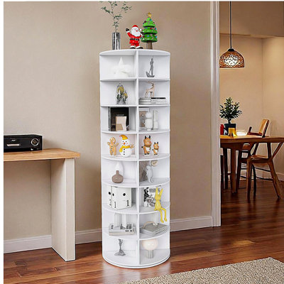 Rotating Shoe Rack Tower, 8-Tier Spinning Storage Rack, Free Standing 360° Revolving Shoe Organizer, Holds 32 Pairs of Shoes (8-Tier,White)