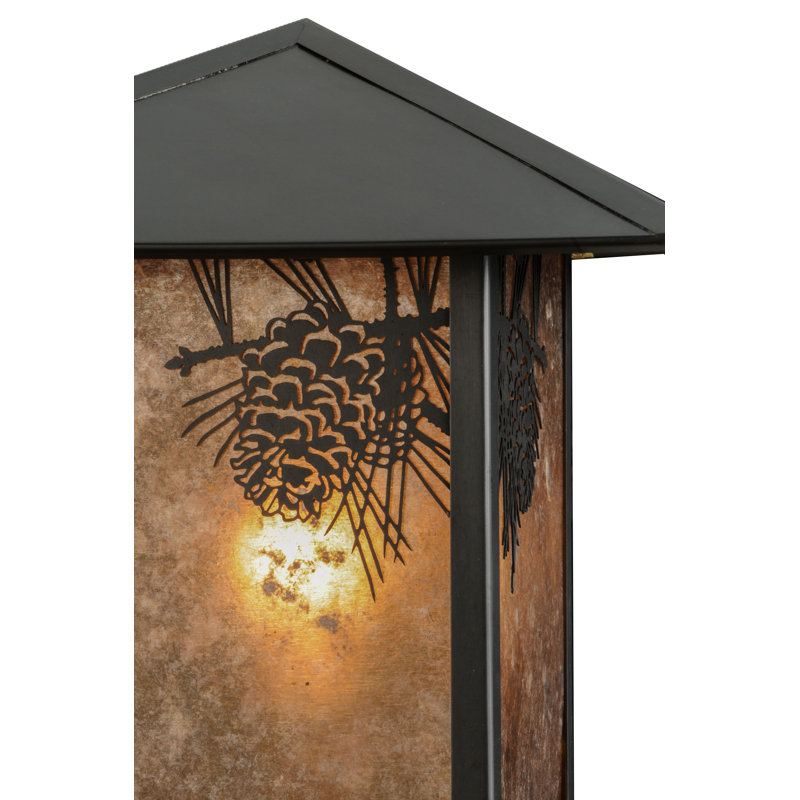 Tête de lanterne câblée en pin 1 lumière Seneca Winter Craftsman, Mica argent