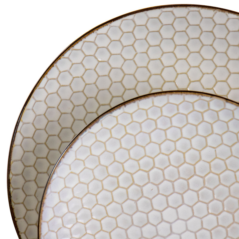 Honey Ivory Textured Ceramic 16-Piece Dinnerware Set