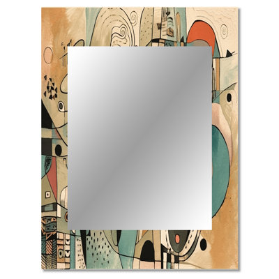 Golden Mid Century Boho Drawing - Minimalism Large Wall Mirror, Modern Unique Mirror, Printed Metal Art