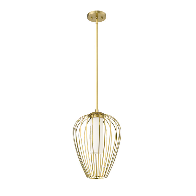 Luminaire suspendu 1 lumière Burakcan, Or moderne, H 97,5 po x l 12 po x P 12 po