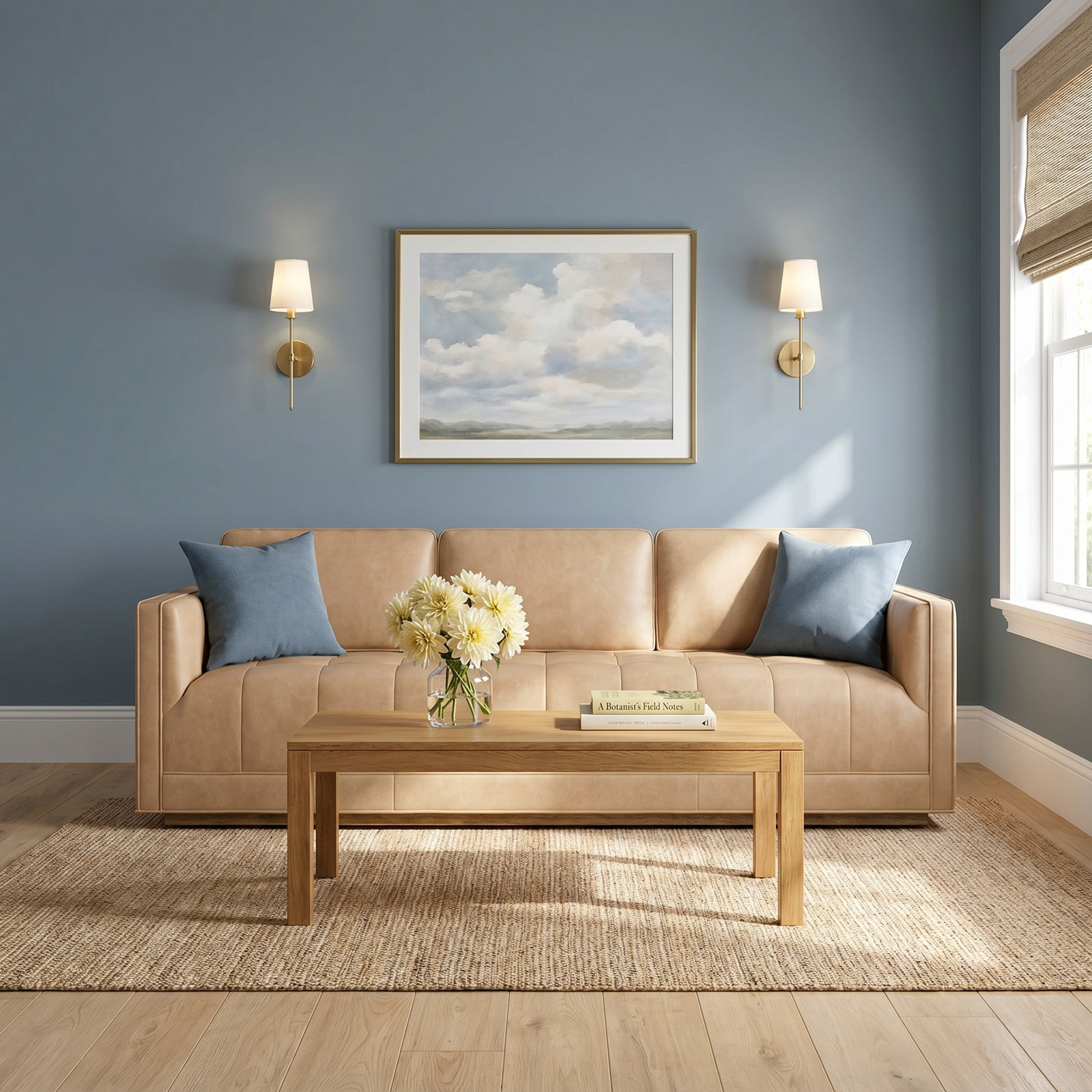 Calabrese 90'' Genuine Leather Sofa, Palermo Butterscotch Top Grain Leather
