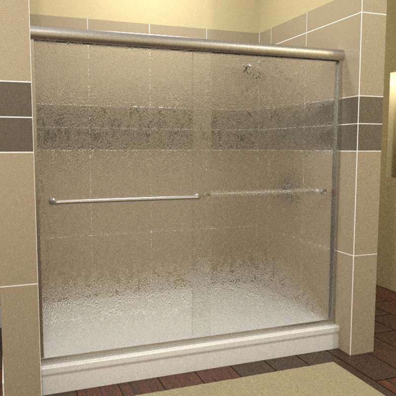 Leser - W x 70.375'' H Bypass Door Semi-Frameless Shower Door with, Reversible, Bubble, Matte Black