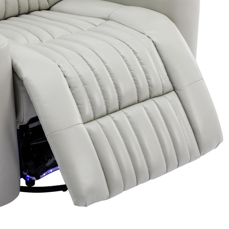 Swivel Recliner (Blue), Gray Faux Leather