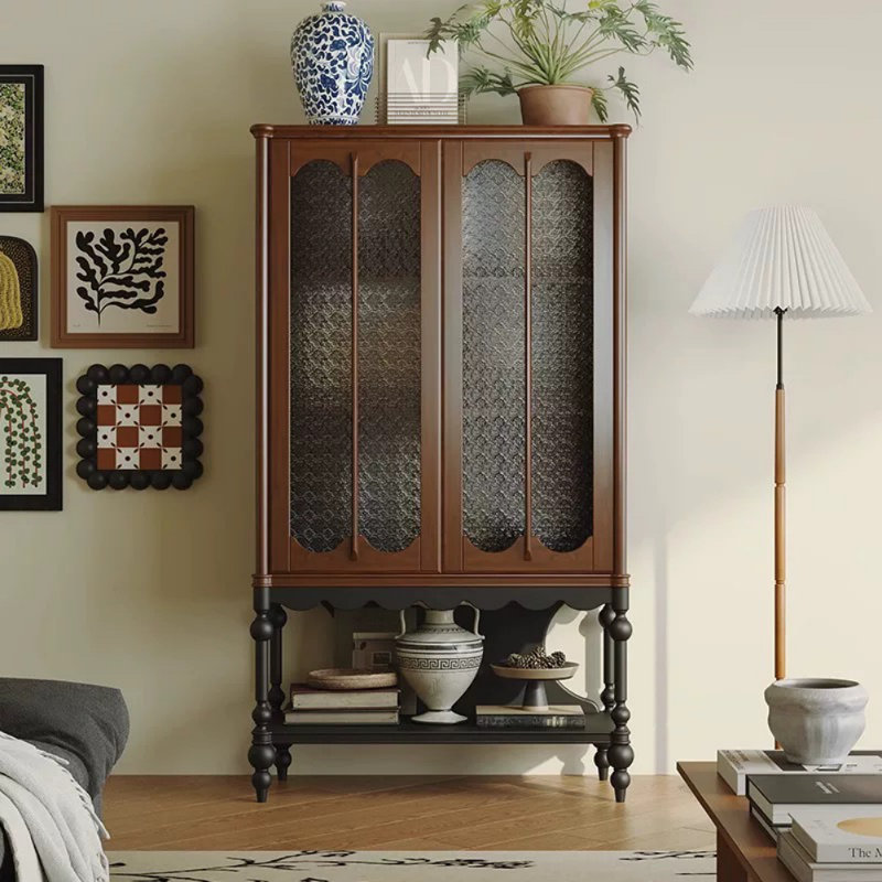 Vitrine simple rétro française, Brun noisette