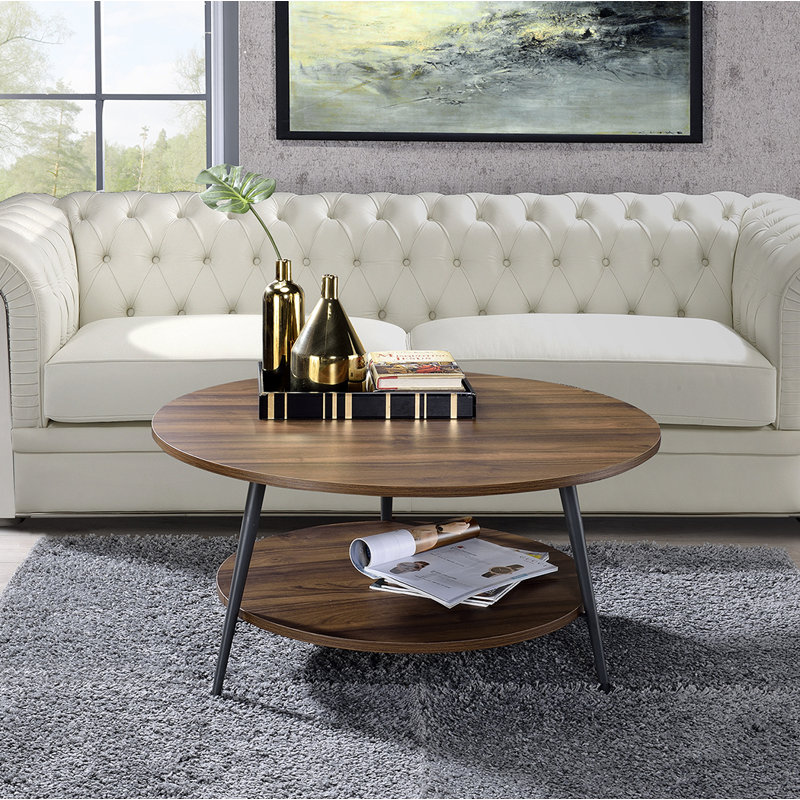 Table basse à 3 pieds avec rangement Aspacia, Brun foncé