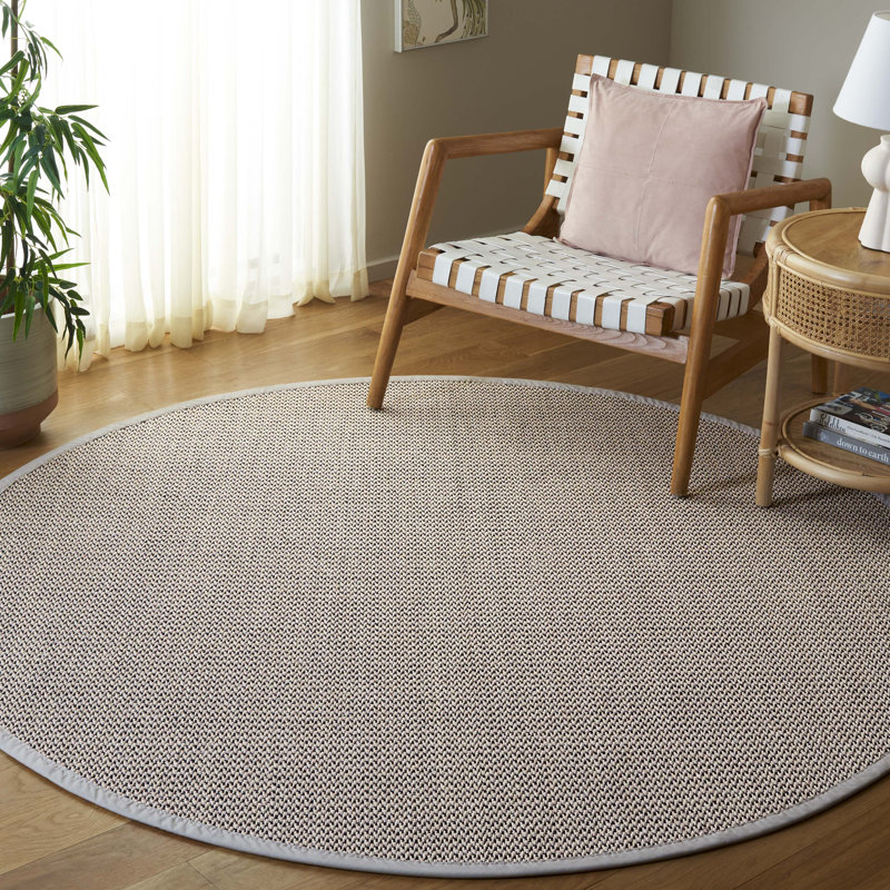 Natural Fiber 137 Area Rug In Marble / Beige, Round 6'