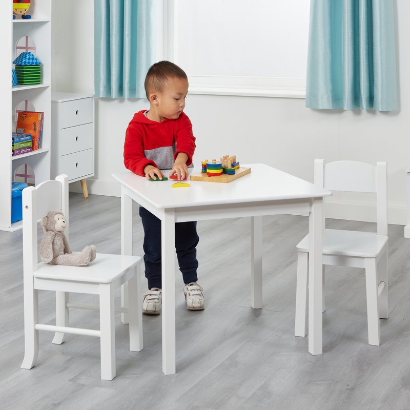 Pastels Collection Children's 3 Piece Solid Wood Square Table and Chair Set