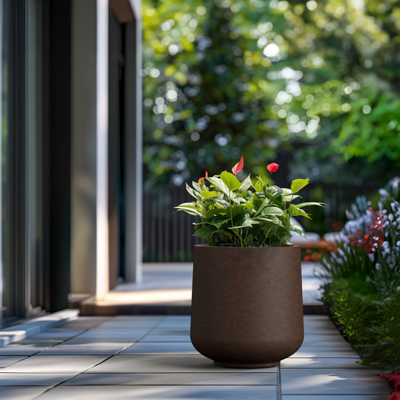 Grand pot à fleurs Brenno, H 17,32 po x l 16,54 po x P 16,54 po, Brun terreux