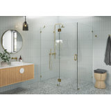 Halo 60 in. x 42 in. x 78 in. 90-degree Fully Frameless Glass Hinged Shower Enclosure