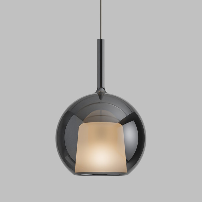 GLO 1 - Light Pendant, 9" H x 5.1" W x 5.1" D, Titanium, Black