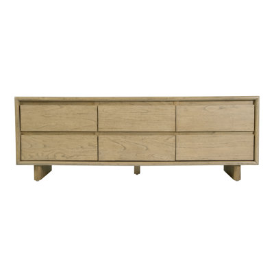 Halmstad 60 in. W Wood 9 Drawer TV-Entertainment Stand, Blonde Oak