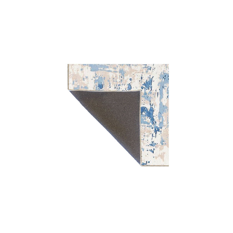 Tapis tissé à motif pastel bleu glacier et tapis lavable, Rectangle 5 pi 1 po x 7 pi 7 po