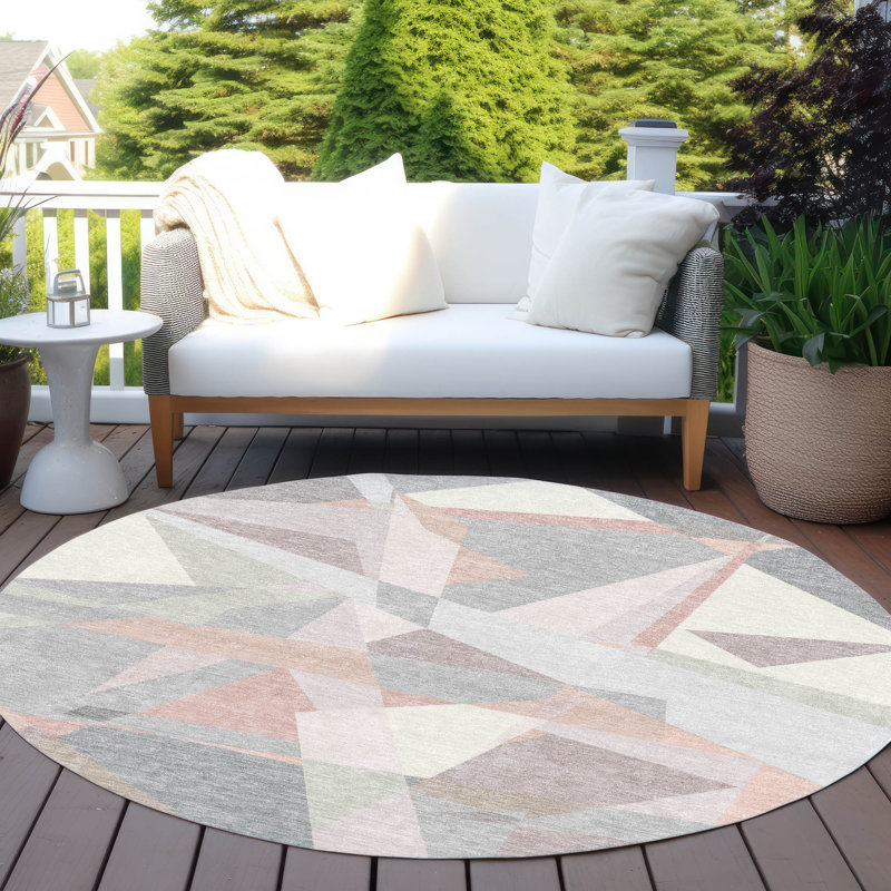 Tapis intérieur / extérieur rose Aelas, 8 pi x 8 pi