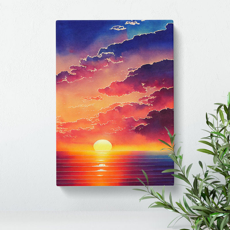 Ravishing Ocean Sunset - Wrapped Canvas Painting, 76cm H x 50cm W x 3cm D