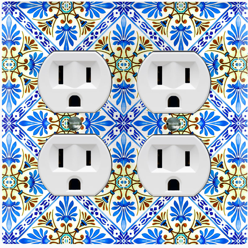 Plaque murale 2 prises doubles, Bleu