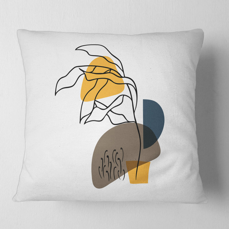Housse de coussin carré en forme de V Flowers on Minimal Shapes, 16" x 16"