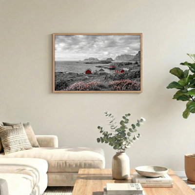 Ensemble de 1 tableau sur toile représentant un paysage côtier