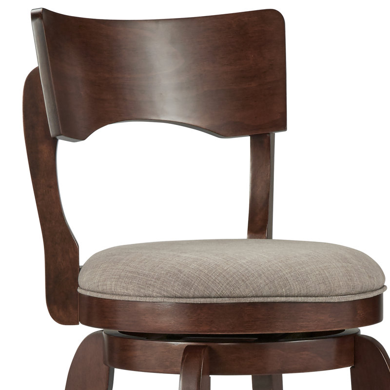 Villers Swivel Upholstered Counter Stool with Solid Wood Frame, Grey Linen, Bar Stool (29” Seat Height)