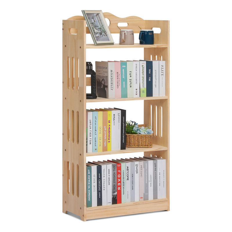 48.4" H x 23.6" W Bamboo Open Bookcase Bookshelf, Freestanding Display Storage Shelves for Bedroom Living Room Office