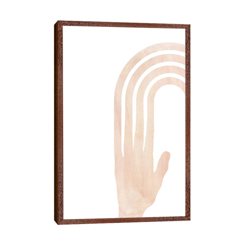 Hand And Rainbow by Whales Way - Painting on Canvas, 101.6cm H x 66.04cm W x 3.81cm D, Classic Brown Wood Framed