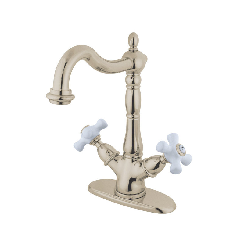 Heritage Vessel Sink Bathroom Faucet, Cross, Polished Chrome