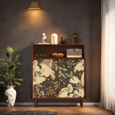 Pine Wood Storage Cabinet with Two Doors