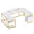 U Shaped Desk with Power Outlets & LED Lights, Reversible Corner Computer Desk with Drawers & Monitor Stand-2057087253