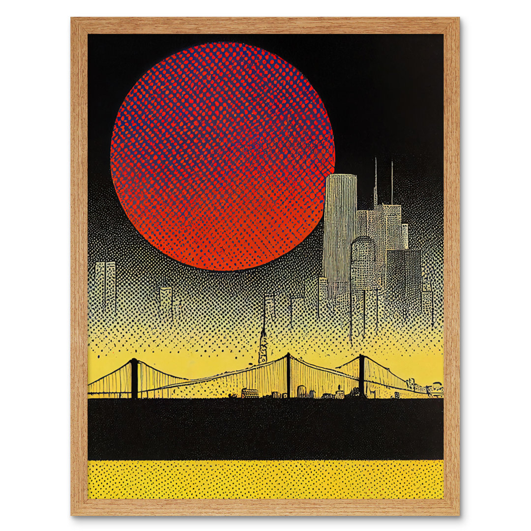 Pop Art Sunset Manhattan Bridge Skyline - Rectangle Print