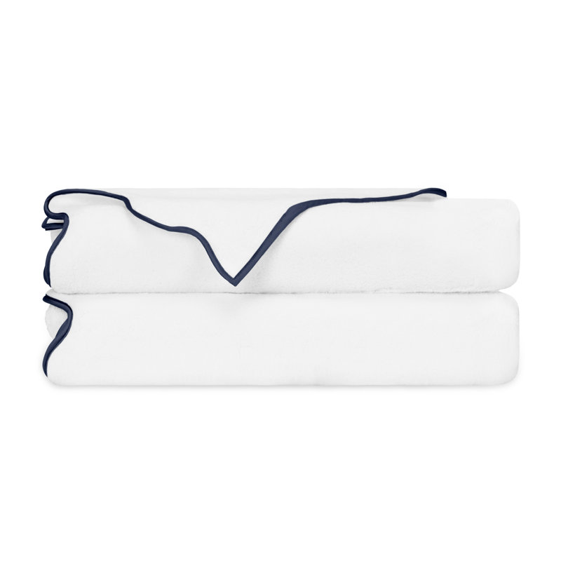 Antalya Turkish Cotton Bath Towel, White/Navy Blue, 2 Pack - Bath Tower
