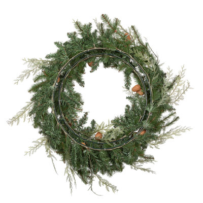 39" Lighted Evergreen Wreath