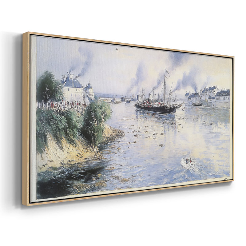 Série Nautical-ICI - Toile tendue avec châssis encadré - Prêt à être accroché, H 21 po x l 41 po, Naturel