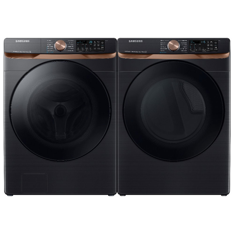 Samsung 5.2 cu. ft. Front Load Washer and 7.5 cu. ft. Dryer with Sensor Dry, Brushed Black, Brushed Black, Electric