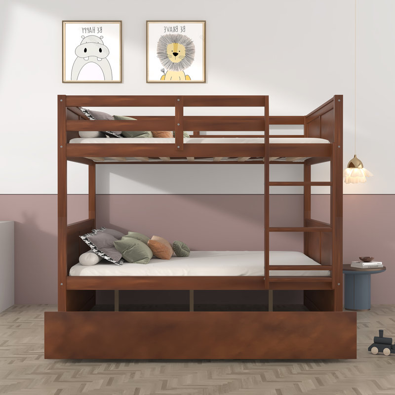 Johnone Kids Full Over Full Bunk Bed with Trundle, Walnut