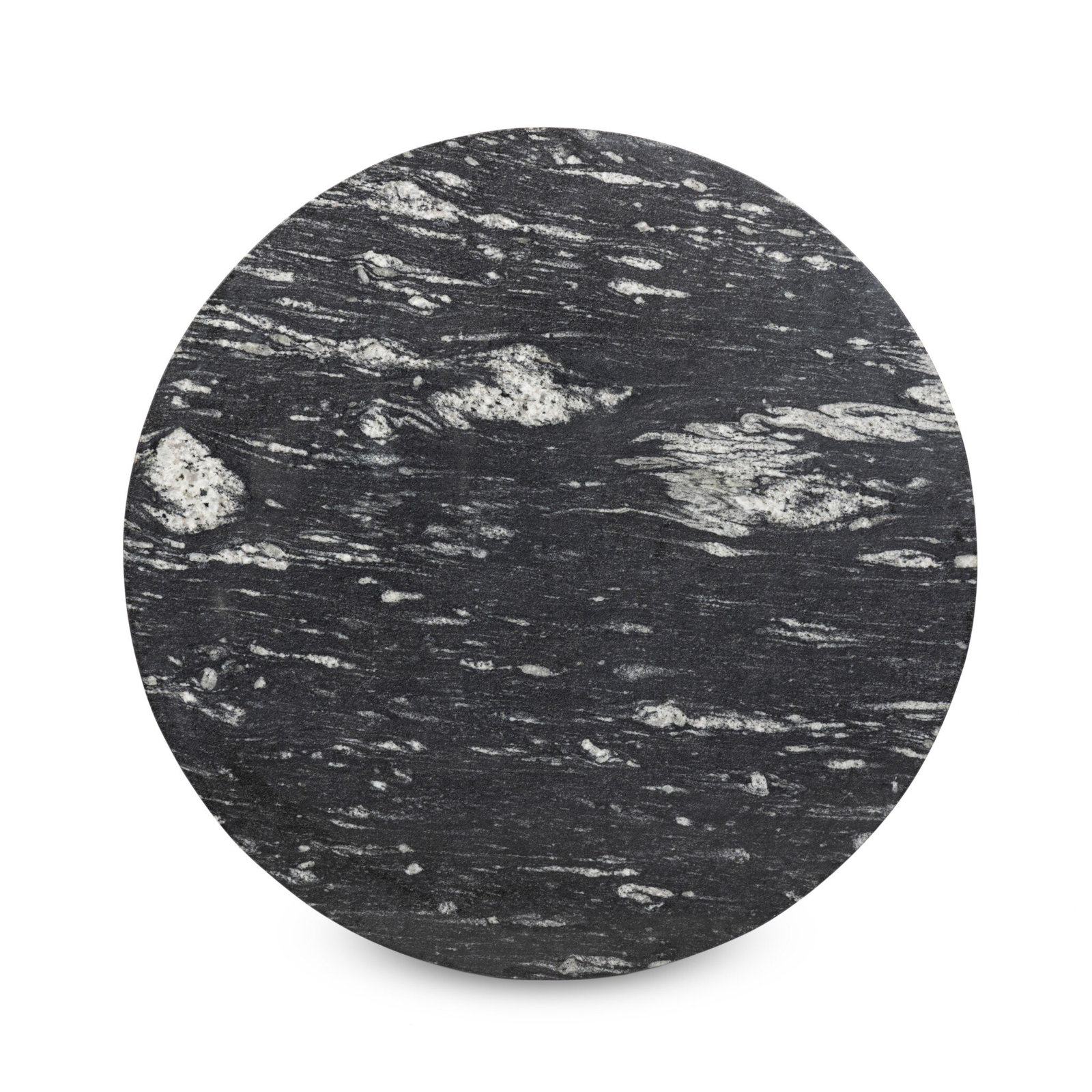 Anara Coffee Table, Polished Marble Top/Hammered Gray Base, 17" H x 47" L x 47" W