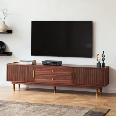 Medieval Modern Style Tv Cabinet, 78.7''entertainment Center, With Drawers And Storage Cabinets For Media Control,for Living Rooms,walnut