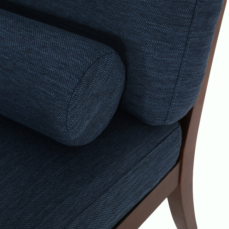 Chaise longue en tissu Sarom avec traversin, Bleu marine 100% polyester