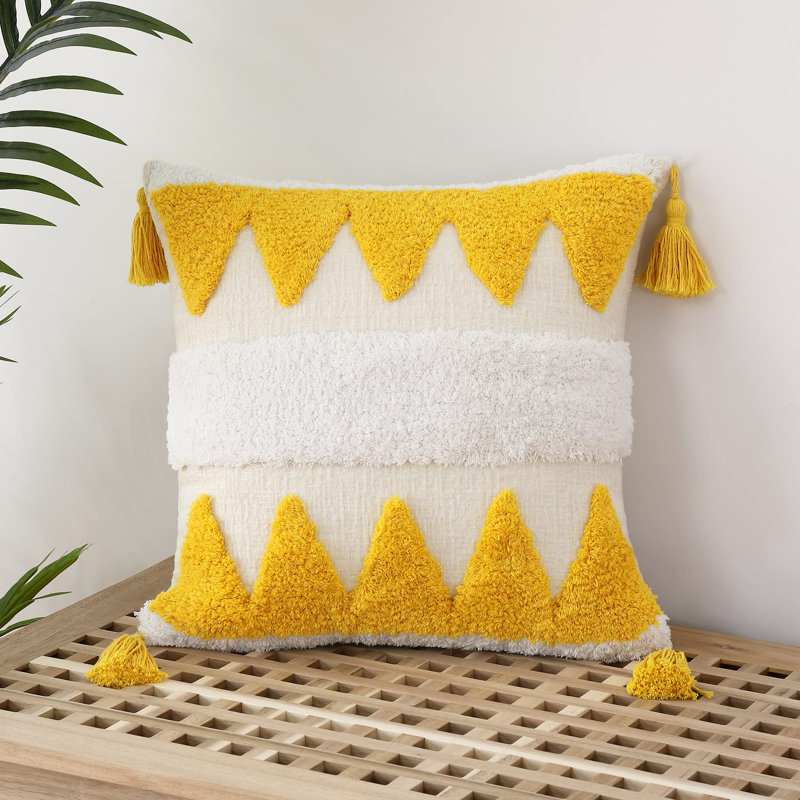  Housse de coussin d'intérieur en polyester, Jaune