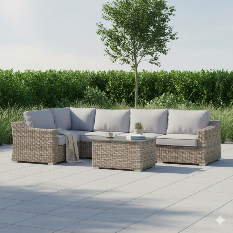 Ensemble de conversation d'extérieur en osier pour 4 personnes - Ensemble de canapé de jardin entièrement assemblé