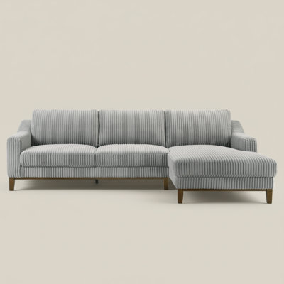Inniss 107.3" Corduroy Square Arm Sectional Sofa with Right Chaise