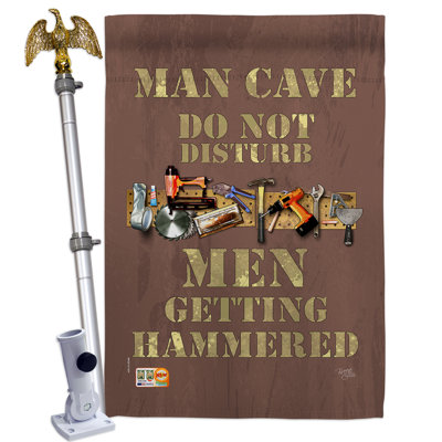 Les hommes de caverne obtiennent du polyester martelé à 2 faces 40 x 28 po Ensemble de drapeaux