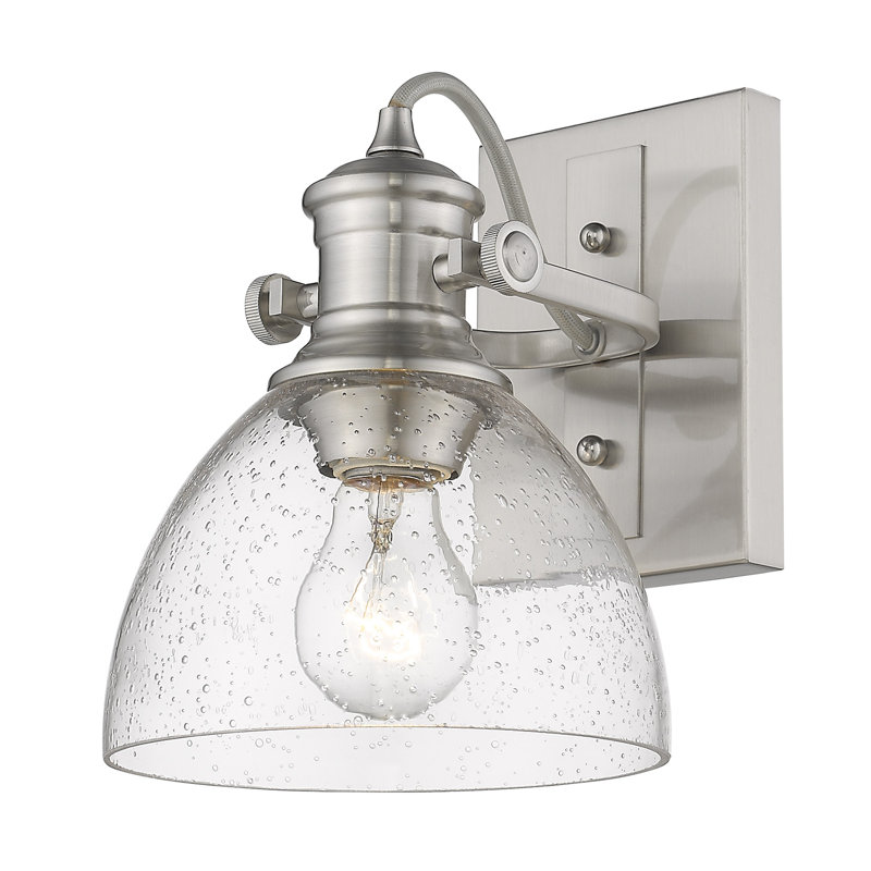 Bales Dimmable Vanity Light, Pewter, Seeded Glass