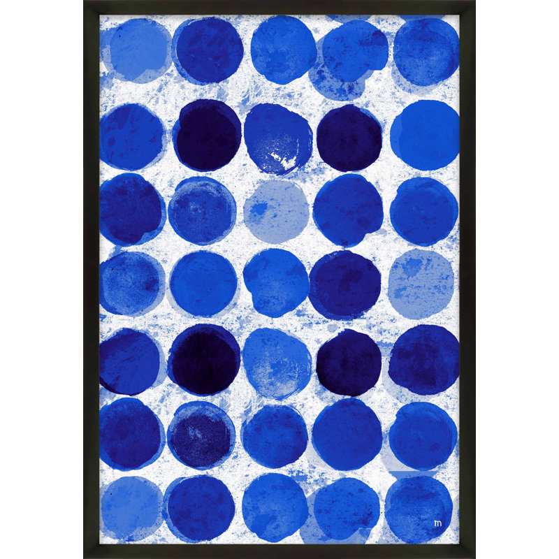 Satori Dots Pattern Indigo Print by Studio M, Black Framed, 20" H x 14" W x 1.25" D