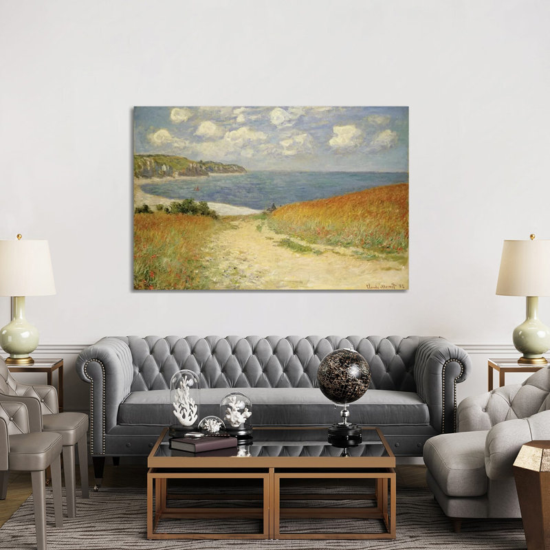 Chemin dans le blé à Pourville, 1882 - Giclée sur toile tendue avec châssis, H 40 po x l 60 po