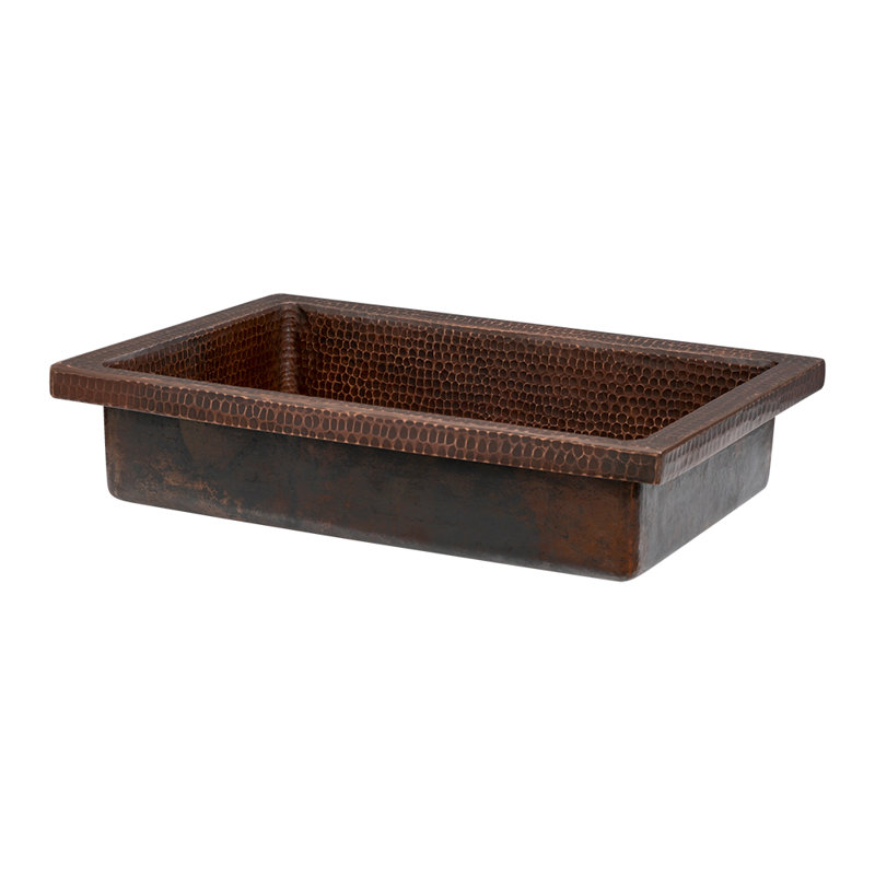 Lavabo vasque rectangulaire en cuivre martelé à jupe 20 "