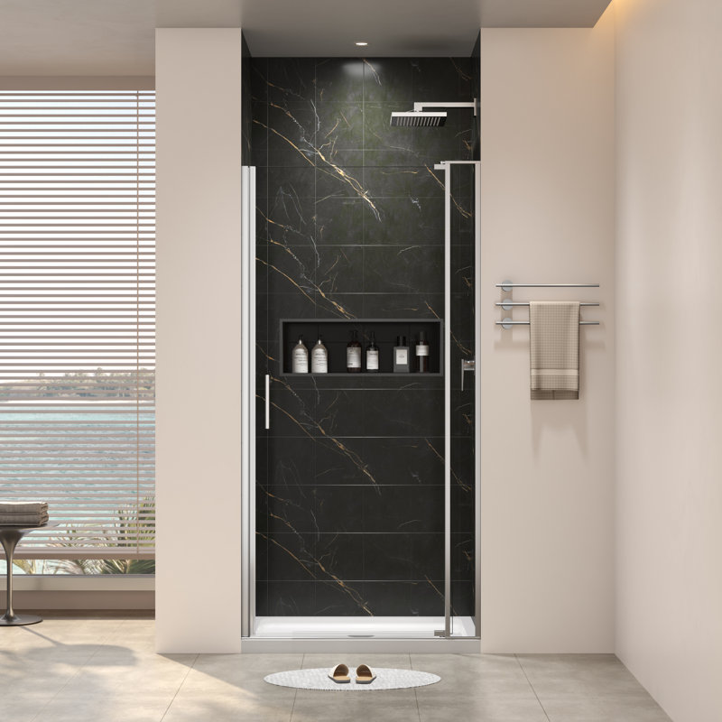 32-36"W X 72"H Universal Pivot Shower Door With 1/4" And 5/16" Tempered Glass, Brushed Nickel