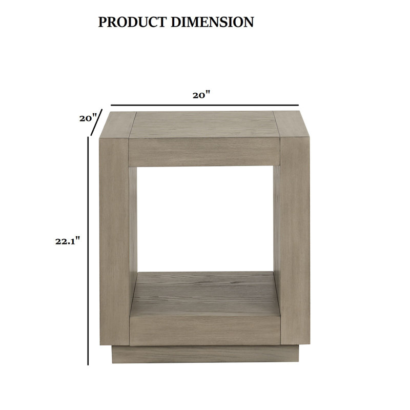 1Pc Square End Table, Natural